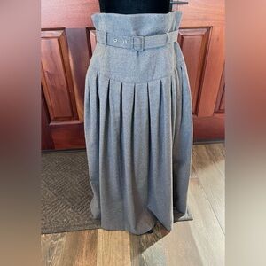 Vintage Neiman Marcus Wool High Waist Yoke Full Pleated Maxi Skirt France Sz 10